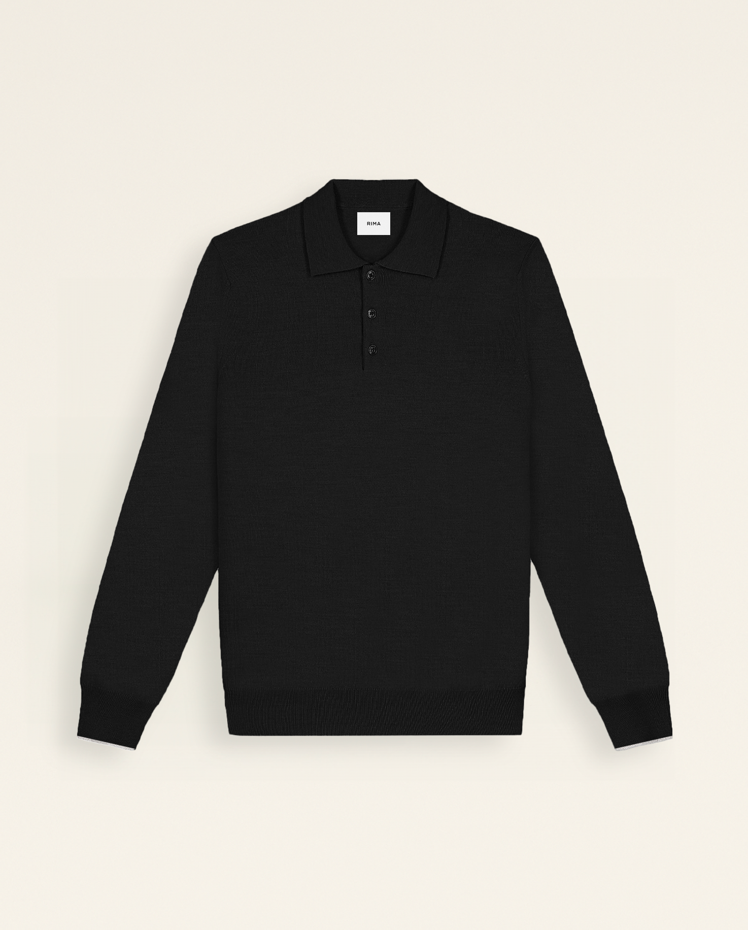 KNIT LS POLO - BLACK