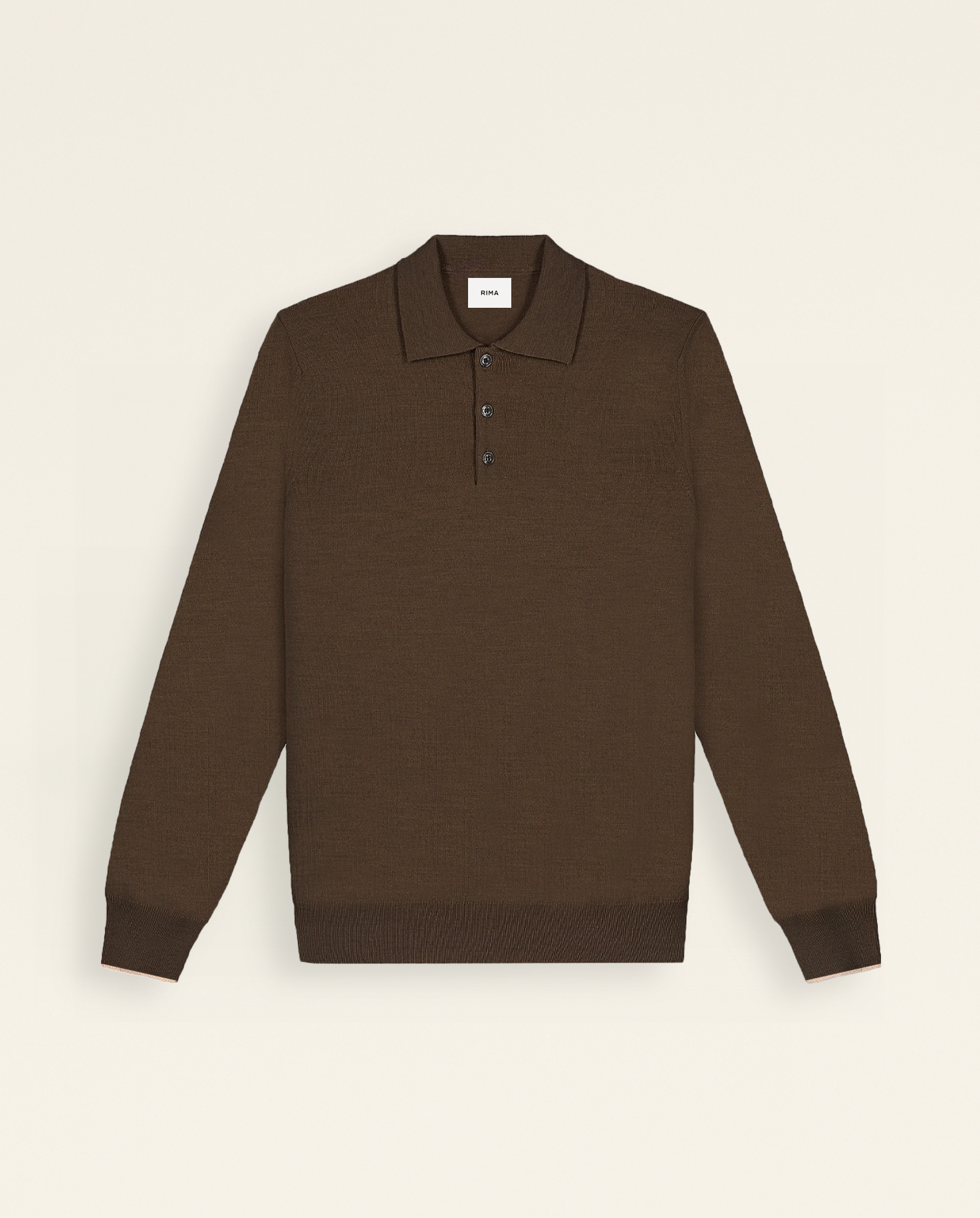 KNIT LS POLO - EBONY